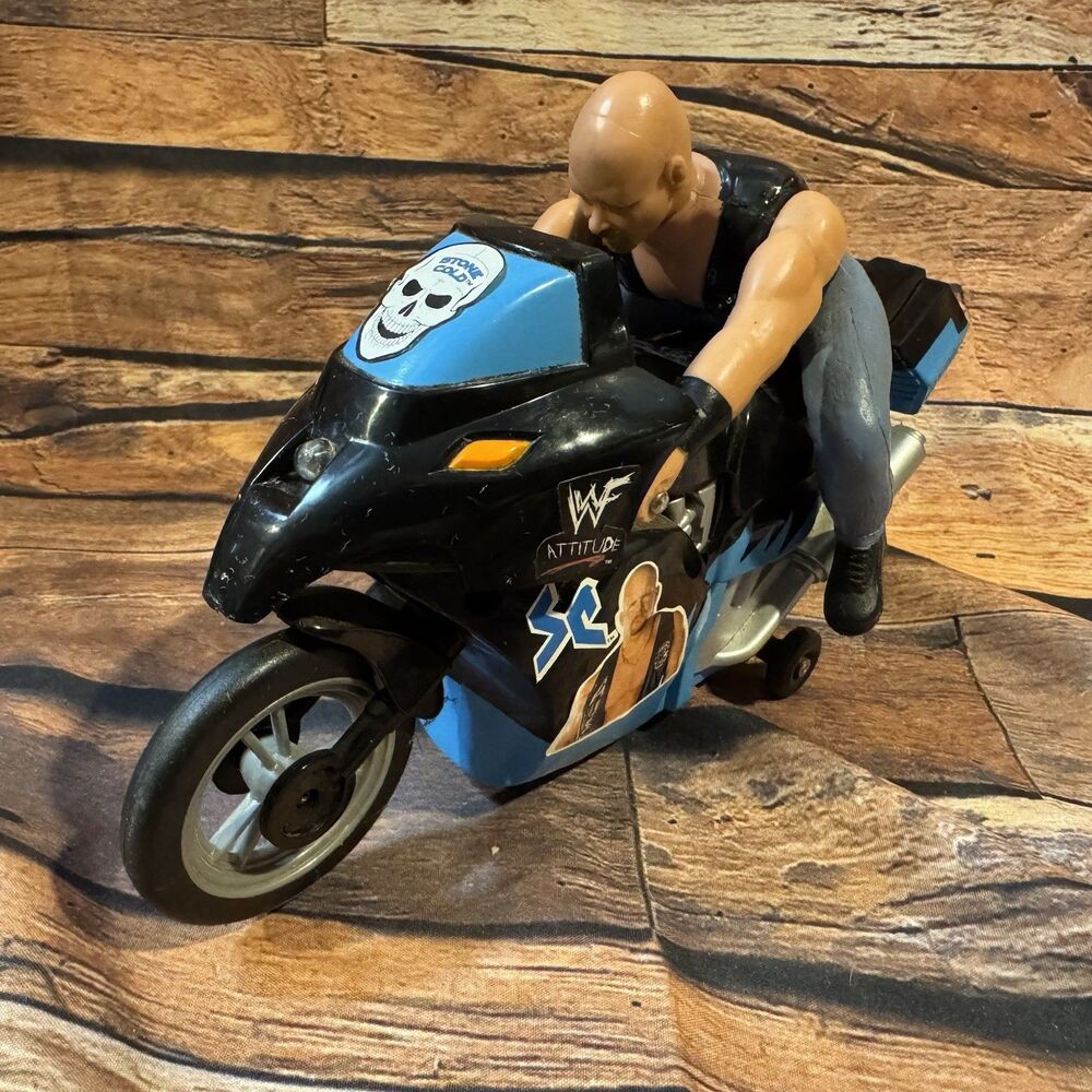 Vintage 1998 WWF Stone Cold Steve Austin Bump N Bash Motorcycle Toy Island